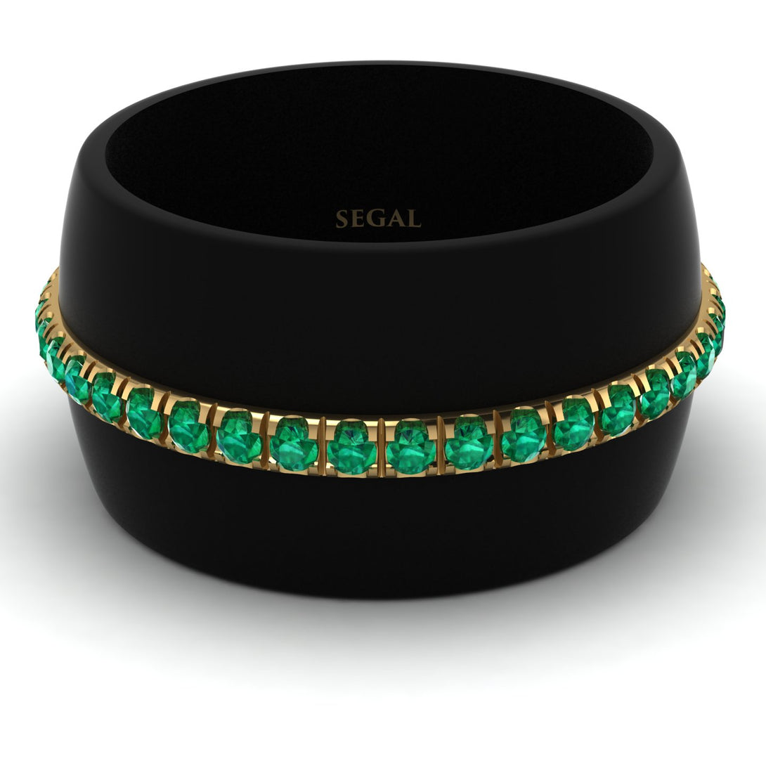 Men's Emerald Studded Wedding Band - Anthony No. 13